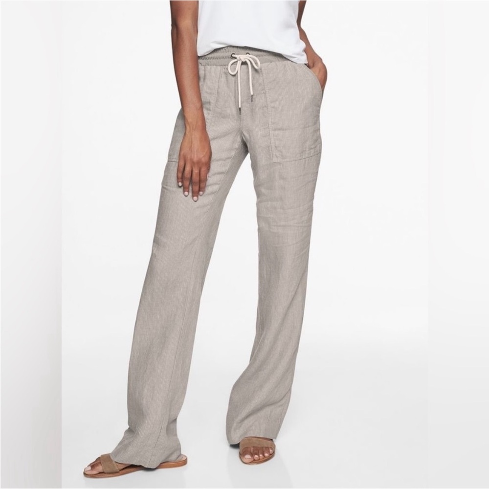Athleta Women's Wide-Leg linen pants in Light Taupe